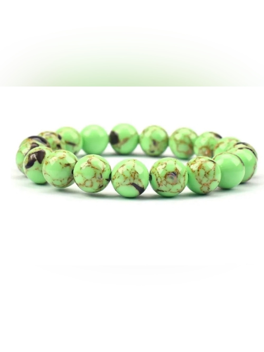 Howlite Bead Stretch Bracelet in Neon Green 10mm
